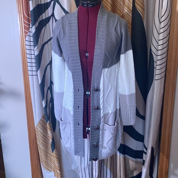 Long color block cardigan - Picture 3 of 4